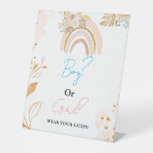 Boho Boy Of Meisje Draag je gok baby shower spel Reclamebord Met Voetstuk (Voorkant)