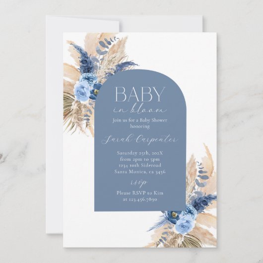 Boho Boy Pampas Baby shower Uitnodiging (Voorkant)