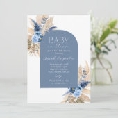 Boho Boy Pampas Baby shower Uitnodiging (Staand voorkant)