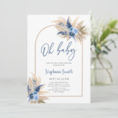 Boho Boy Pampas Grass Baby shower Uitnodiging (Staand voorkant)