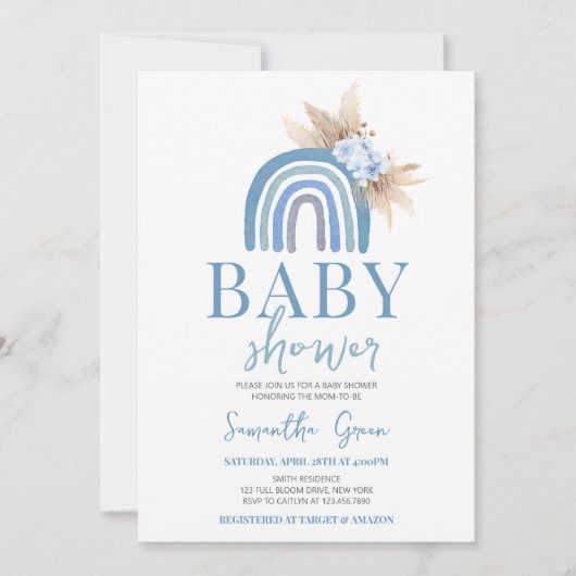 Boho Boy Rainbow Baby shower Kaart (Voorkant)