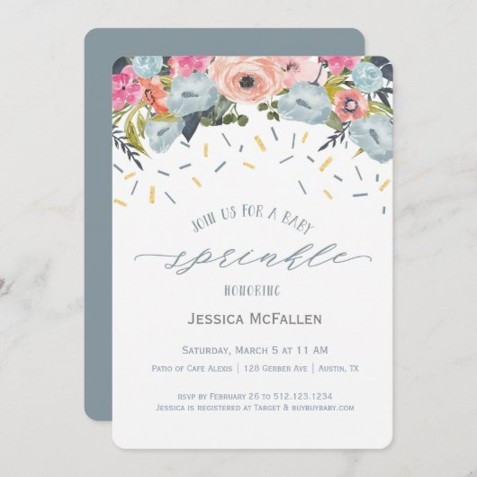 Boho Boy Sprinkle Baby shower Uitnodiging (Voorkant / Achterkant)