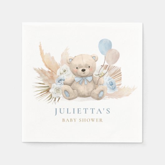 Boho Boy Teddy Bear Baby shower Party Decorations Servet (Voorkant)