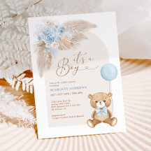 Boho Boy Teddy Bear Balloon Baby shower