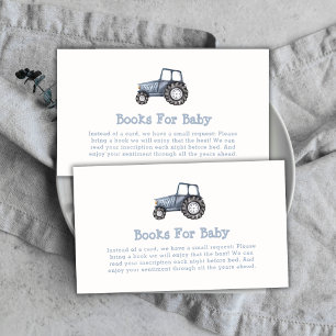 Boho Boy Waterverf Tractor Boeken voor Baby shower Informatiekaartje