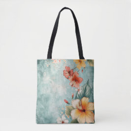 Boho Breezy Tropical Flower Tote Bag