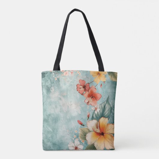 Boho Breezy Tropical Flower Tote Bag (Achterkant)