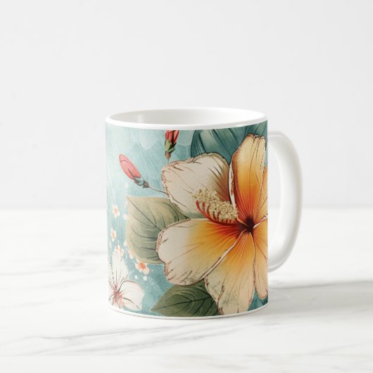 Boho Breezy Tropische Bloem Koffiemok (Voorkant rechts)