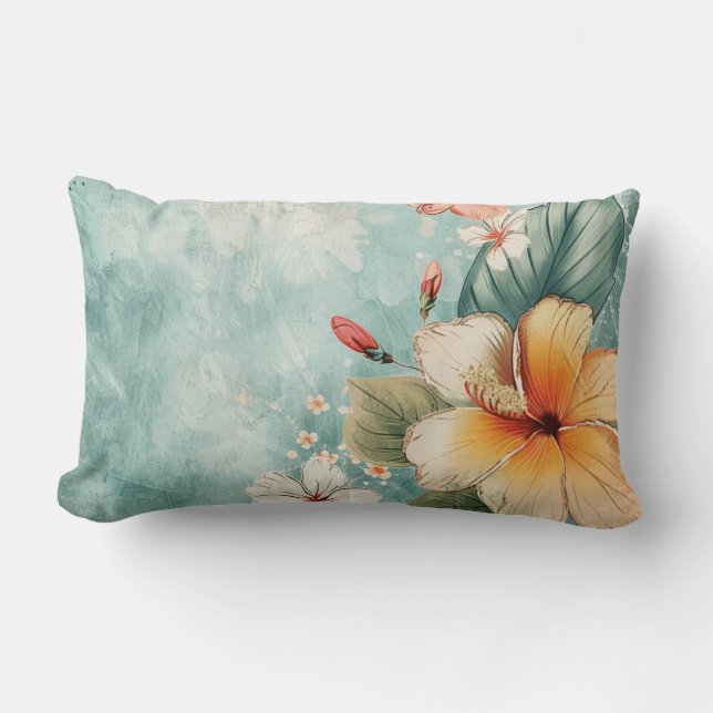 Boho Breezy Tropische Bloem Kussen (Voorkant)