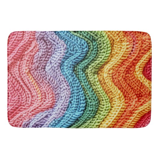 Boho Brei Gestreepte Kleurrijke, Knusse & Ambachte Badmat (Voorkant)
