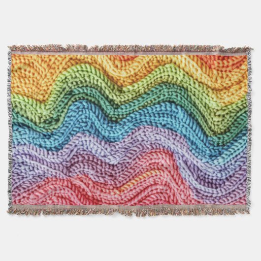 Boho Brei Gestreepte Kleurrijke, Knusse & Ambachte Deken (Voorkant)