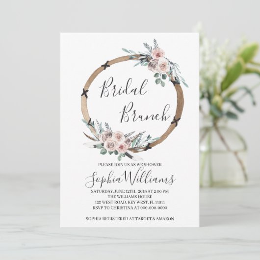 Boho Bridal Brunch Uitnodiging (Staand voorkant)