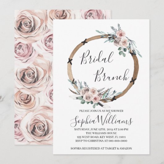 Boho Bridal Brunch Uitnodiging (Voorkant / Achterkant)