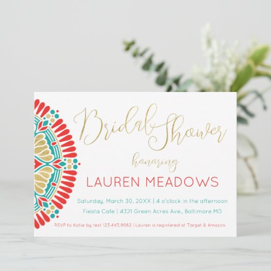 Boho Bridal Fiesta Wedding Shower Kaart (Staand voorkant)