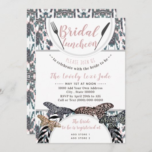 Boho Bridal Luncheon Shower Spring Herfst Uitnodig Kaart (Voorkant / Achterkant)