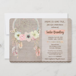 Boho Bridal Shower Invitation, Dreamweaver Rustic Kaart