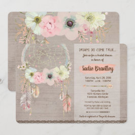 Boho Bridal Shower Invitation, Dreamweaver Rustic Kaart