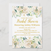 Boho Bridal Shower Invitations White Gold Greenery Kaart (Voorkant)