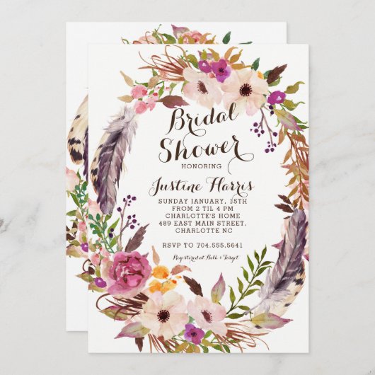 Boho Bridal Shower Kaart (Voorkant / Achterkant)