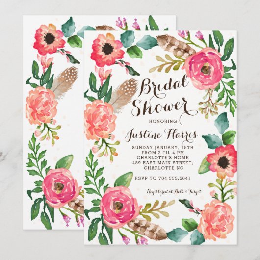 Boho Bridal Shower Kaart (Voorkant / Achterkant)