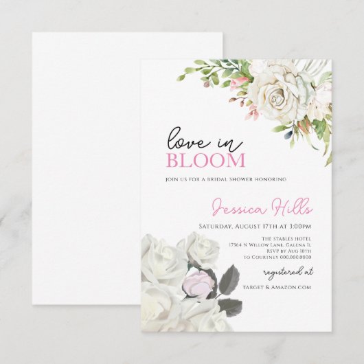 Boho Bridal Shower Uitnodiging Liefde is in bloei (Voorkant / Achterkant)