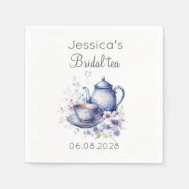 Boho Bridal Tea Blue Floral Vintage Bridal Shower Servet