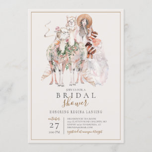 Boho Bride en Llamas Vrijgezellenfeest Kaart