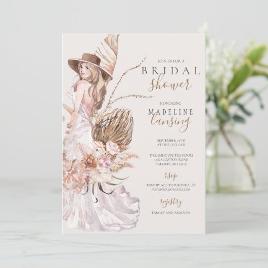 Boho Bride in het Vrijgezellenfeest van de bruilof Kaart (Staand voorkant)