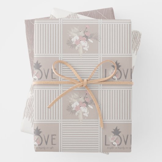 Boho Bride-set B, Tropische Romance Gift Wrap Inpakpapier Vel (In situ)