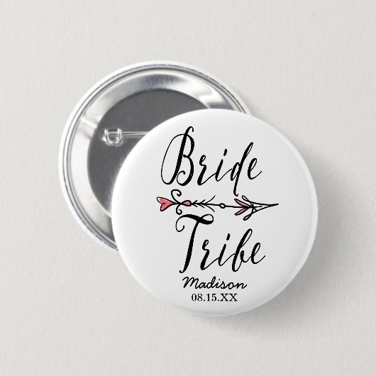 Boho Bride Tribe met Pijl gepersonaliseerd Ronde Button 5,7 Cm (Voorkant /achterkant)
