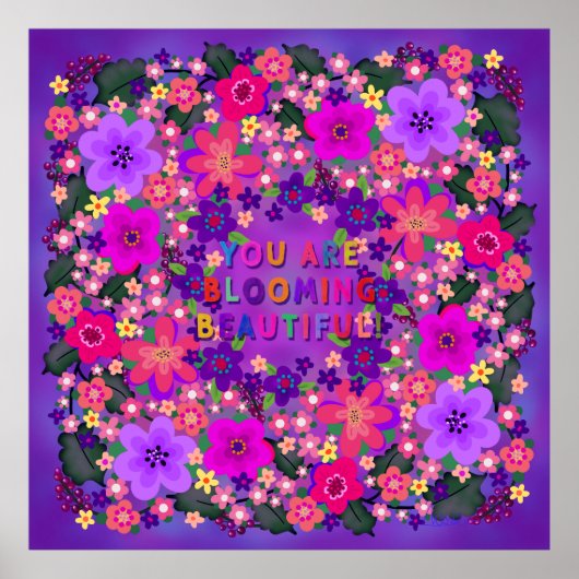 Boho Bright Big Beauful Flowers Poster (Voorkant)