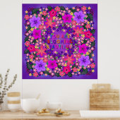 Boho Bright Big Beauful Flowers Poster (Keuken)