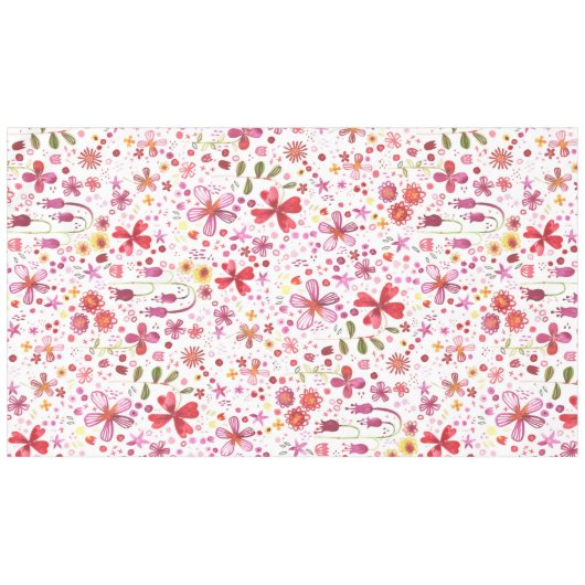 Boho Bright Floral Waterverf Tafelkleed (Voorkant (Horizontaal))