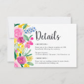 Boho bright flower script details bruiloft kaart (Voorkant)