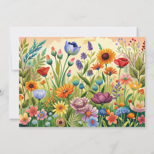 Boho Bright Flowers Bruids Douche Uitnodiging (Achterkant)