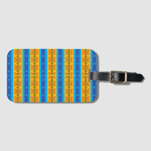 Boho Brokaat Streep Bagagelabel (Voorkant (horizontaal))