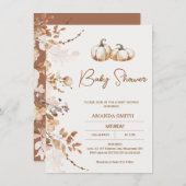 Boho Brown Beige Pumpkin Baby shower Kaart (Voorkant / Achterkant)