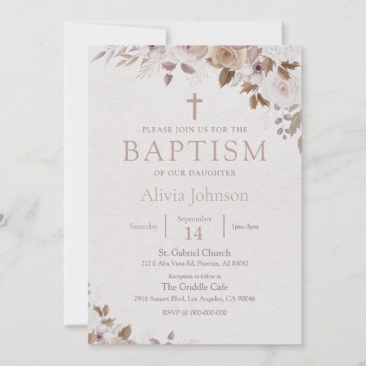 Boho Brown Bloemdoop doop doop Kaart (Voorkant)