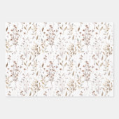 Boho Brown  Bloemen Botanisch Patroon Inpakpapier Vel (Voorkant)