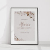 Boho Brown Bloemen Verjaardag Poster