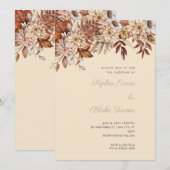 Boho Brown Bloemen Winter Champagne bruiloft Kaart (Voorkant / Achterkant)