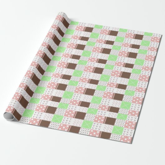 Boho Brown, Burgundy, Green en Mauve Whimsical Cadeaupapier (Uitgerold)
