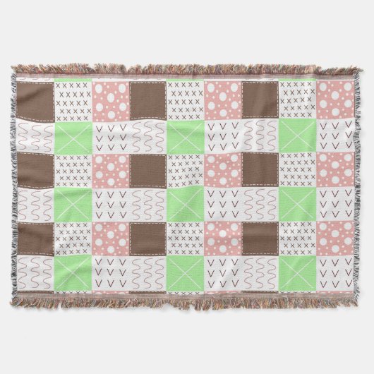 Boho Brown, Burgundy, Green en Mauve Whimsical Deken (Voorkant)