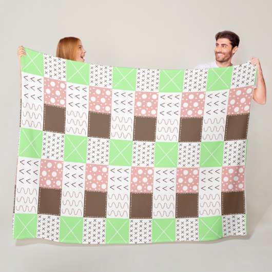 Boho Brown, Burgundy, Green en Mauve Whimsical Fleece Deken (In situ)