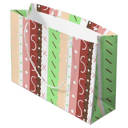 Boho Brown, Burgundy, Green en Mauve Whimsical Groot Cadeauzakje (Achterkant Gekanteld)