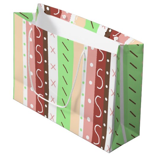 Boho Brown, Burgundy, Green en Mauve Whimsical Groot Cadeauzakje (Voorkant Gekanteld)