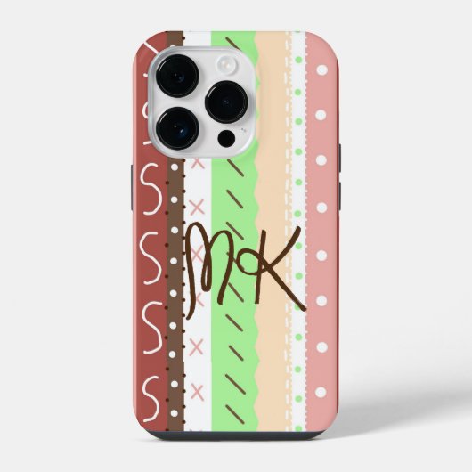 Boho Brown, Burgundy, Green en Mauve Whimsical iPhone Hoesje (Achterkant)