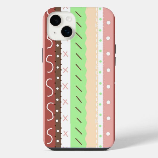 Boho Brown, Burgundy, Green en Mauve Whimsical iPhone Hoesje (Achterkant)