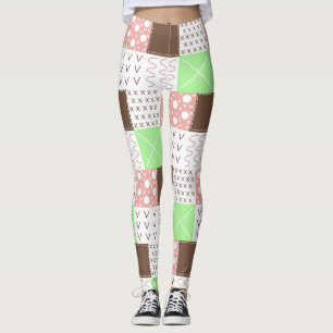 Boho Brown, Burgundy, Green en Mauve Whimsical Leggings