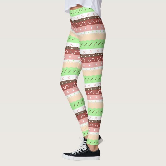 Boho Brown, Burgundy, Green en Mauve Whimsical Leggings (Links)